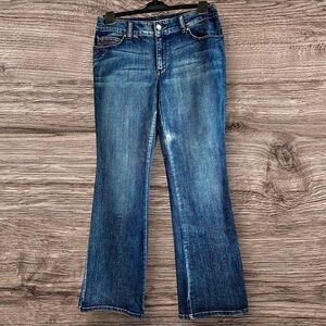 CHICO’S PLATINUM 0.5 = Sz 6 Rhinestoned Embellished Jeans